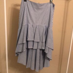 NWT Soprano Blue & White HI-Low Ruffle Skirt - XL